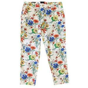 Talbots Women Relaxed Chino Bright Floral Ankle Pants Cottagecore Resort Wear 8P